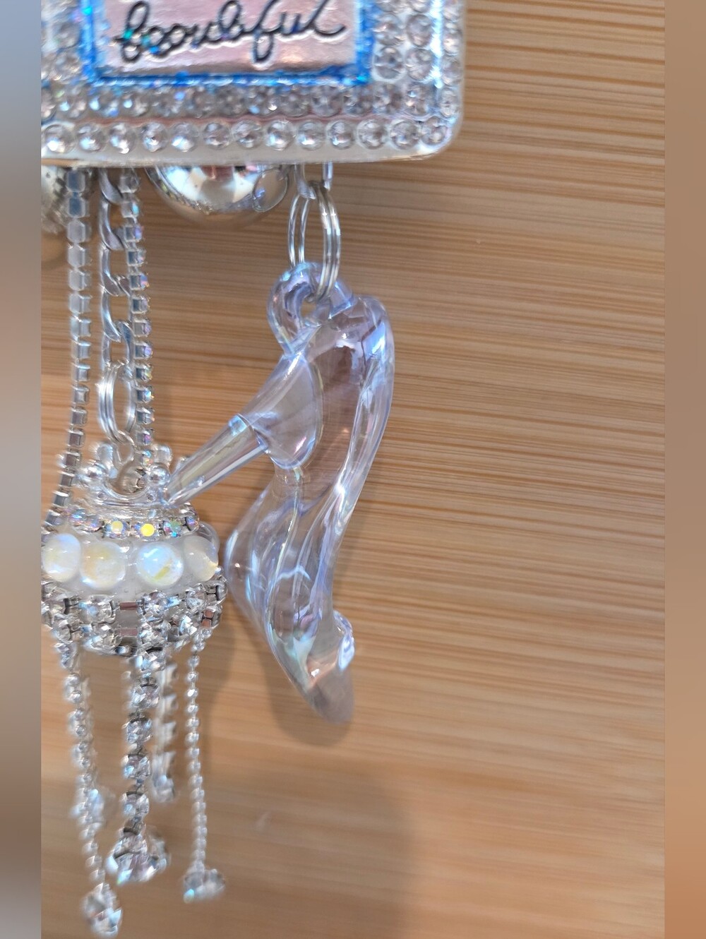 ✨ Luxury Rhinestone "You Are Beautiful" Perfume Bottle Keychain Charm ✨ - Picture 5 of 15